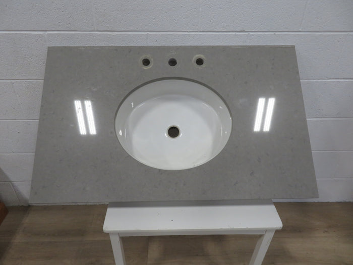 38" Bathroom Vanity Counter Top in Gray Marble