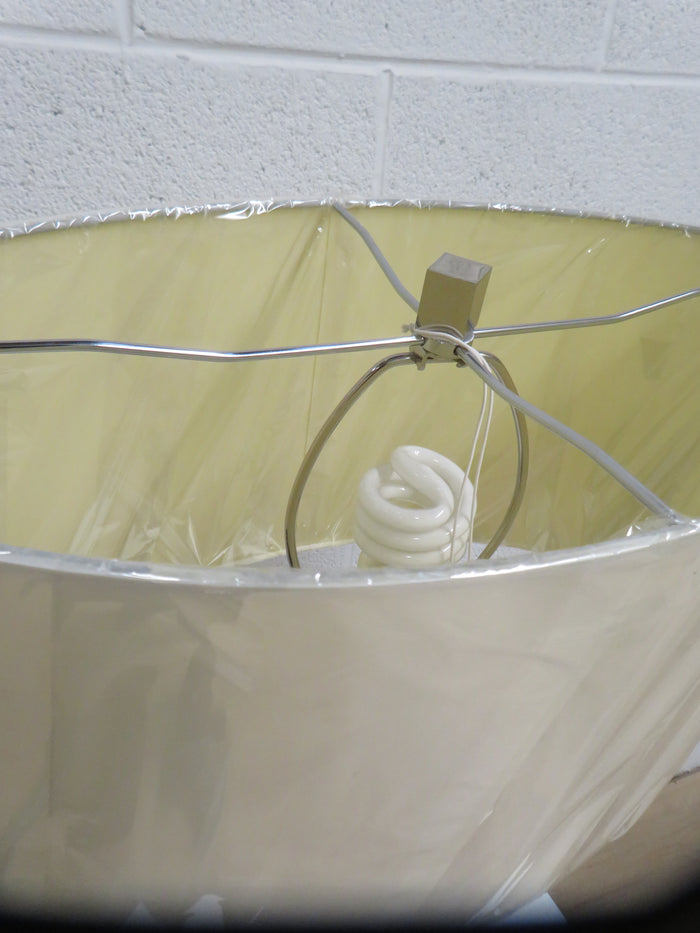 Stylish Silver Lamp With Cream Shade