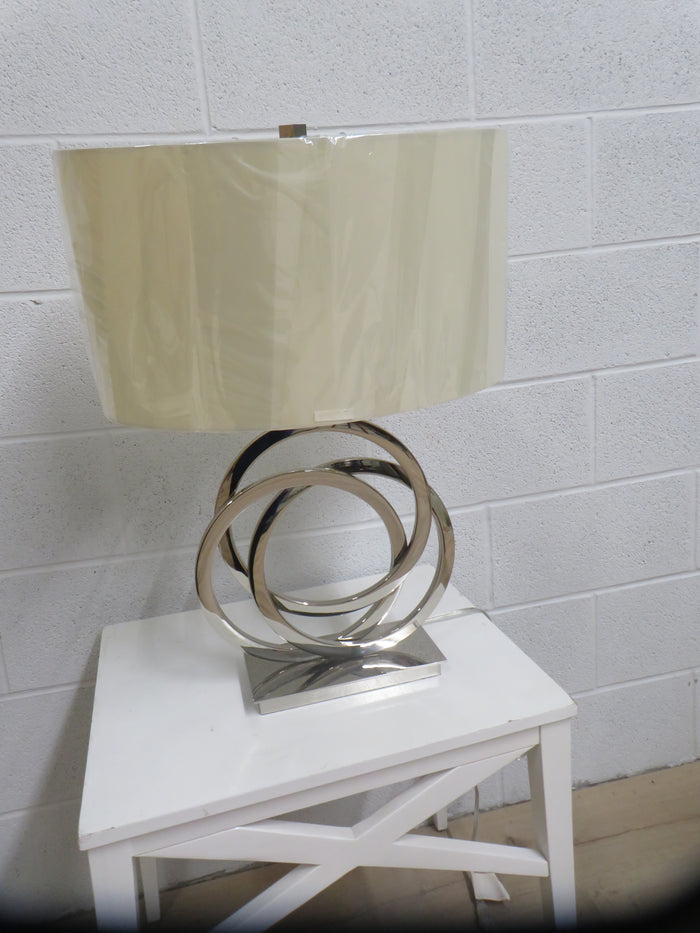 Stylish Silver Lamp With Cream Shade