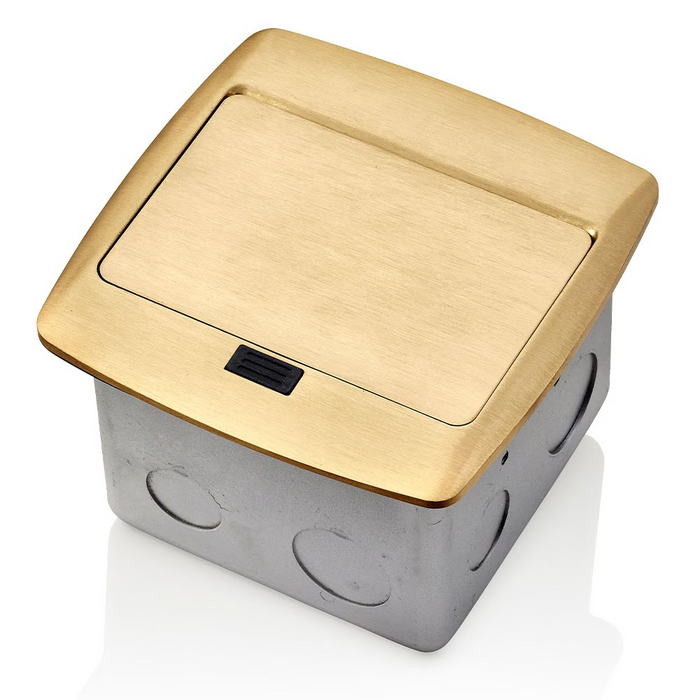 Pop-Up Floor Box with 15A Tamper-Resistant Self-Test GFCI Outlet Brass