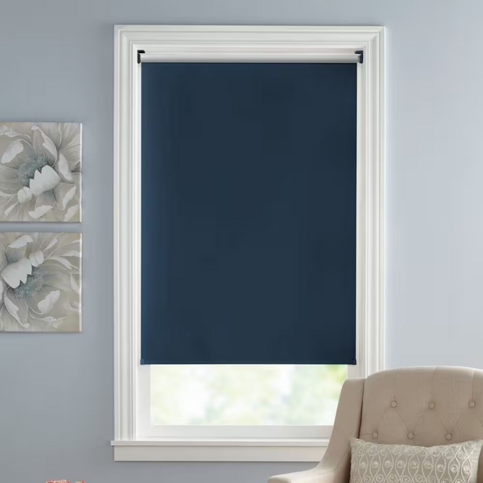 72-72 inch Cordless Fabric Roller Shade Blackout in Dark Blue