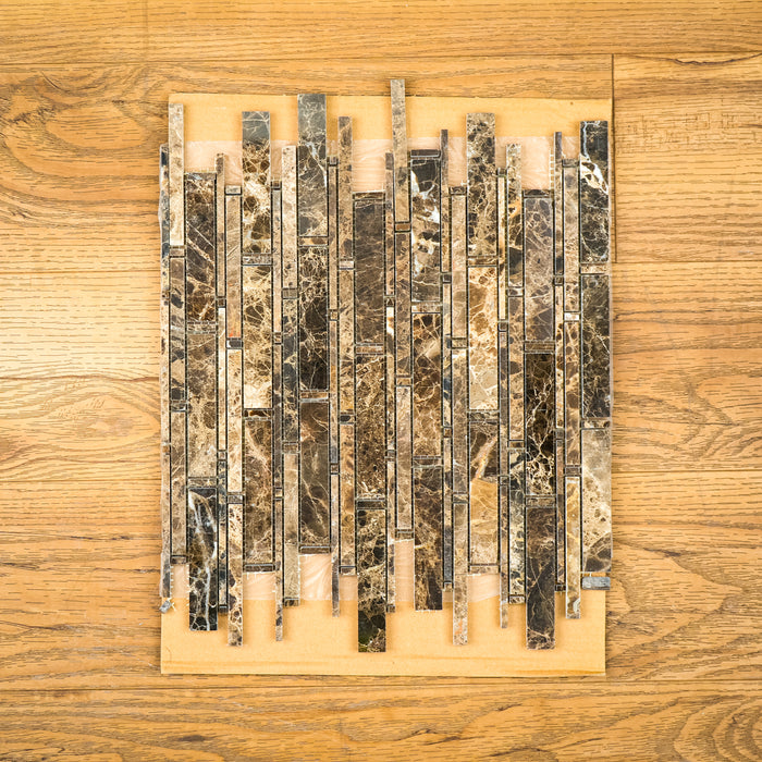 12.5" x 12.5" Bamboo Emerador Marble Mosaic Tile in Brown Pattern  6.60 sq. ft. (6 per box)