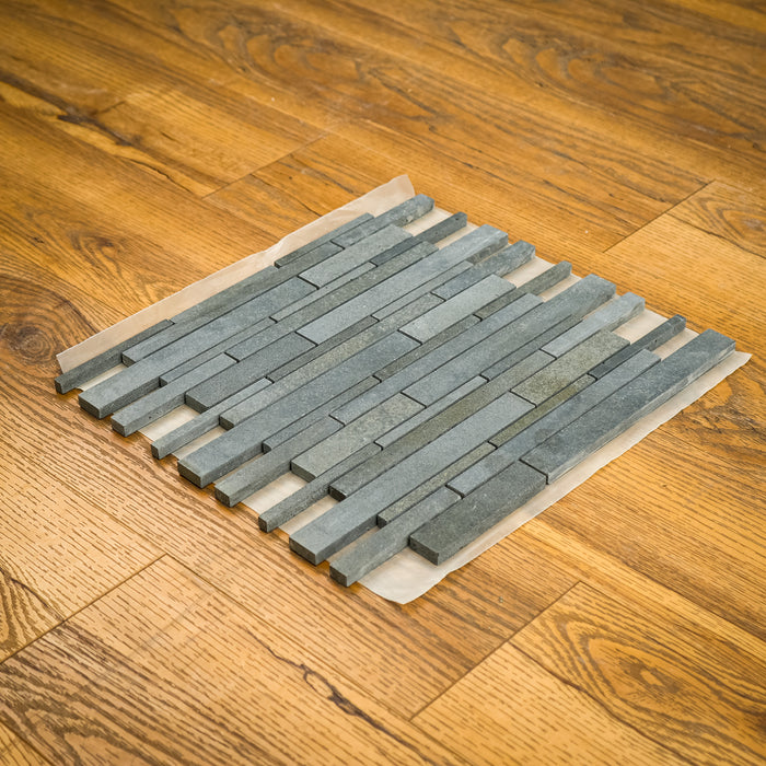 12" x 12" Bluestone Brick Marble Mosaic Tile in Grey Tones  5.1 sq. ft. (5 per box)
