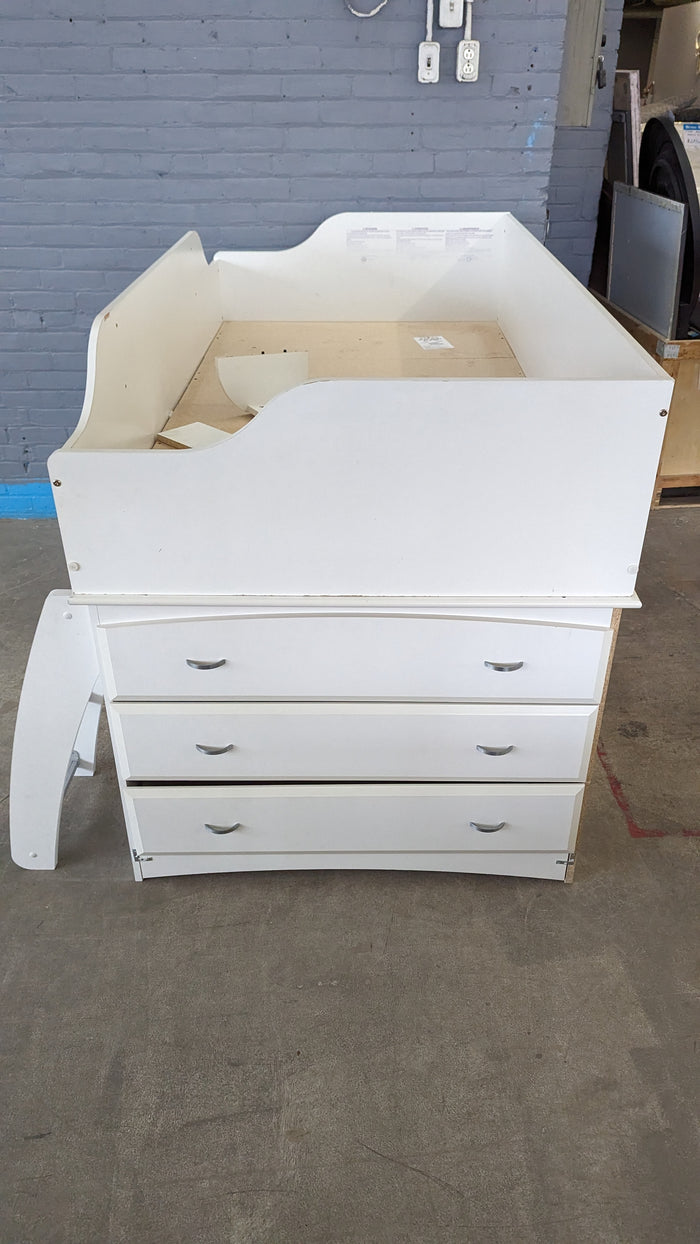 76.5" x 41" White Loft Bed w/ 2 Dressers