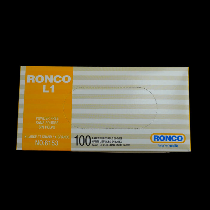 RONCO L1 Latex Disposable Glove Powder Free X-Large (100Pack) - 8153