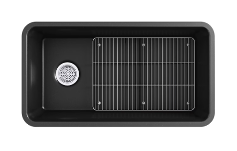 KOHLER Carin Undermount Neoroc® 33-1/2-Inch Single Bowl Kitchen Sink in Matte Black