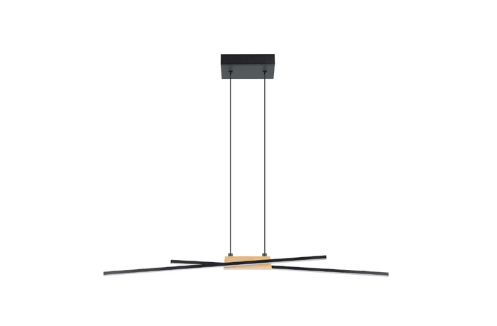 Panagria LED Pendant Light, Black Finish with Wood Accent