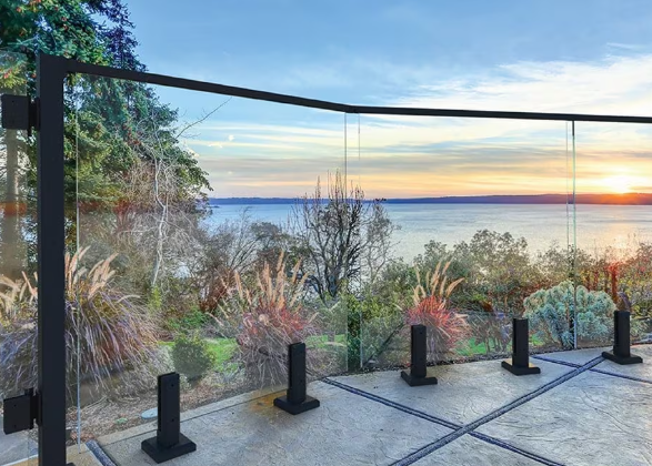 Peak MountainView Glass Deck Railing 8 1/2-inch H Spigot in Matte Black Stainless Steel