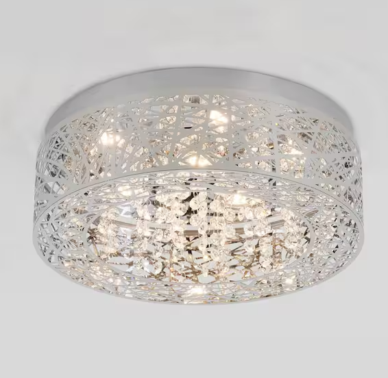 15 in. 26 Watt Modern Chrome Integrated LED Flush Mount Ceiling Light Fixture