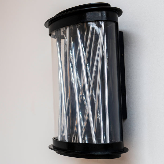 Bedazzle Outdoor Wall Lantern- Texture Ebony/Polished Chrome