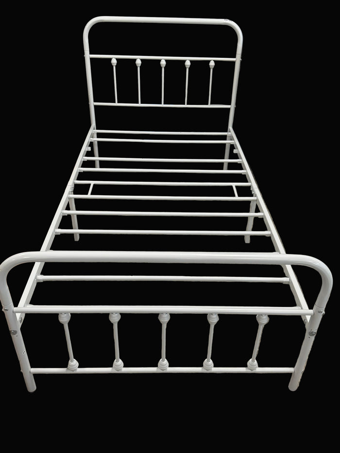 40.5"W White Metal Single Bed Frame