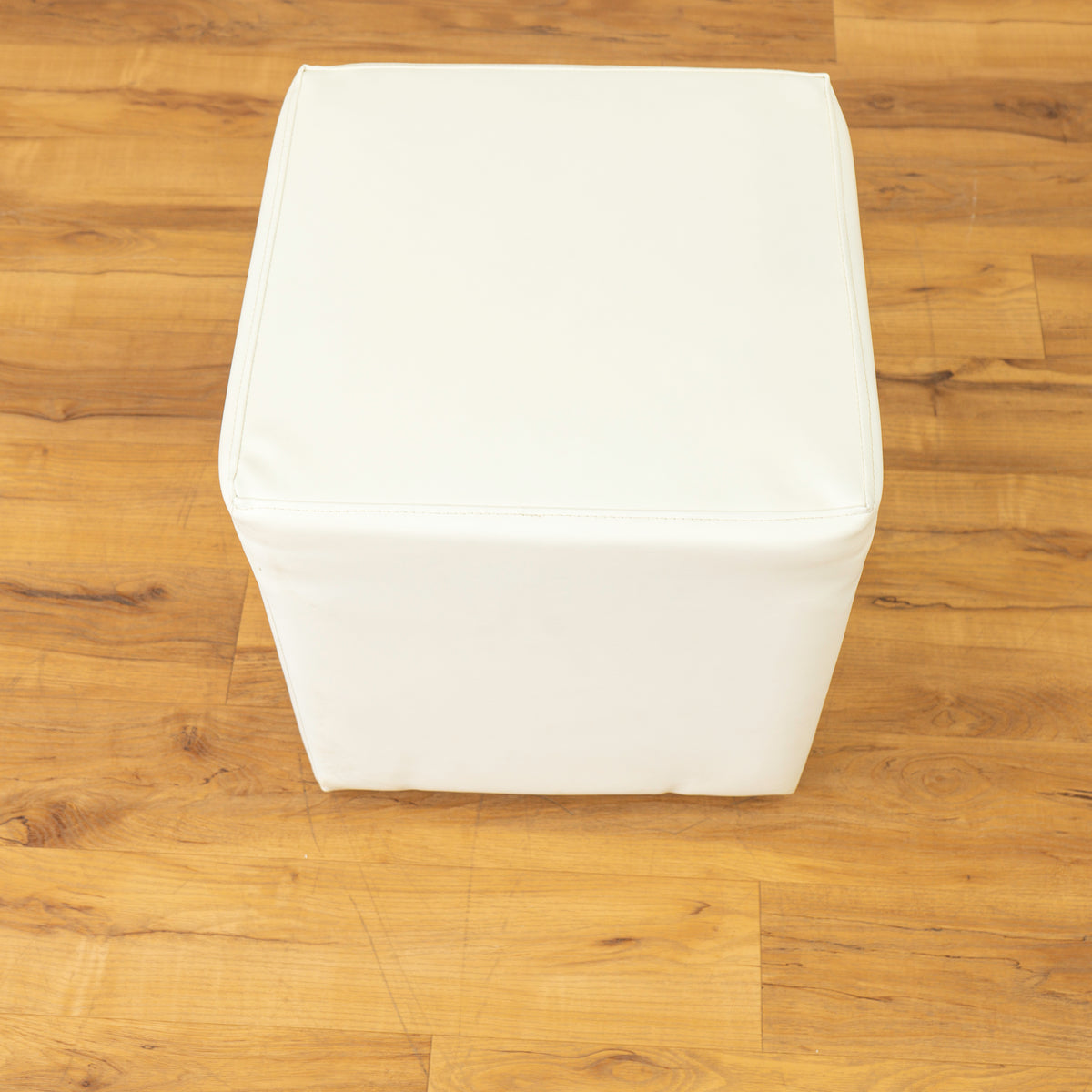 White Cube Faux Leather Small Ottoman