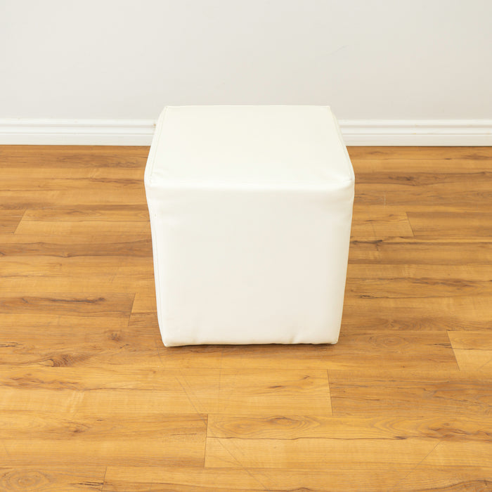 White Cube Faux Leather Small Ottoman
