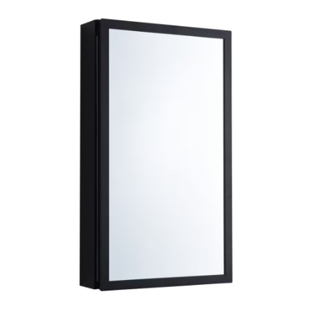 Surface Mount Medicine Cabinet with Reversible Mirrored Door in Matte Black