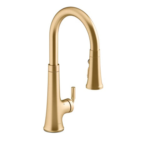 KOHLER Tone Single-Handle Touchless Pull Down Sprayer Kitchen Faucet in Gold