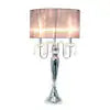 31 in. Gray Romantic Sheer Shade Table Lamp with Hanging Crystals