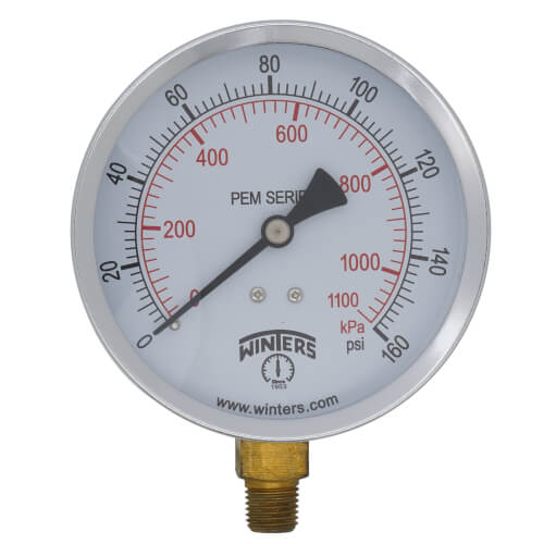 Winters Instruments 4" PEM Dual Scale Economy Pressure Gauge