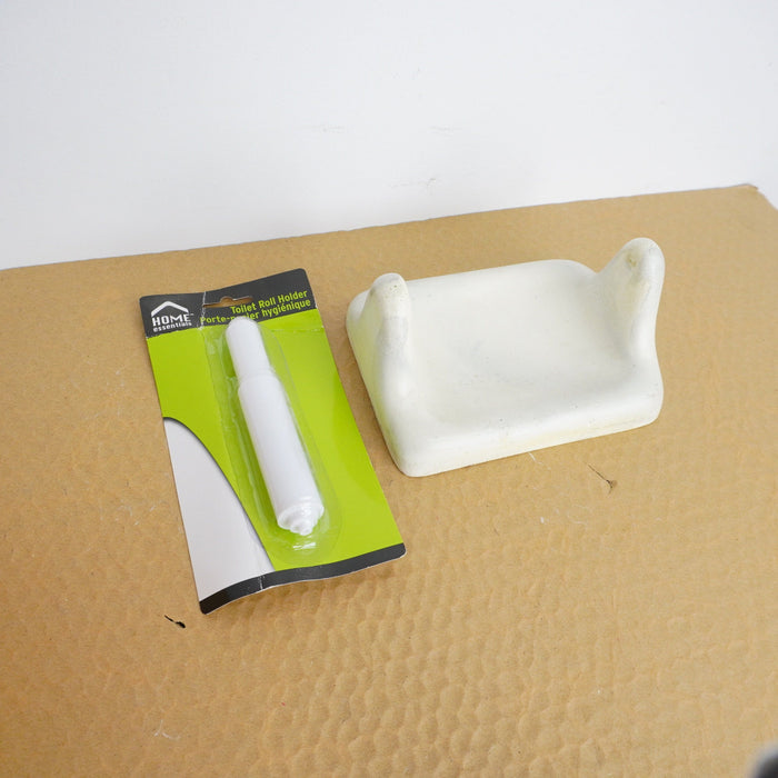 Porcelain Wall-Mount Toilet Paper Holder in Blanco White