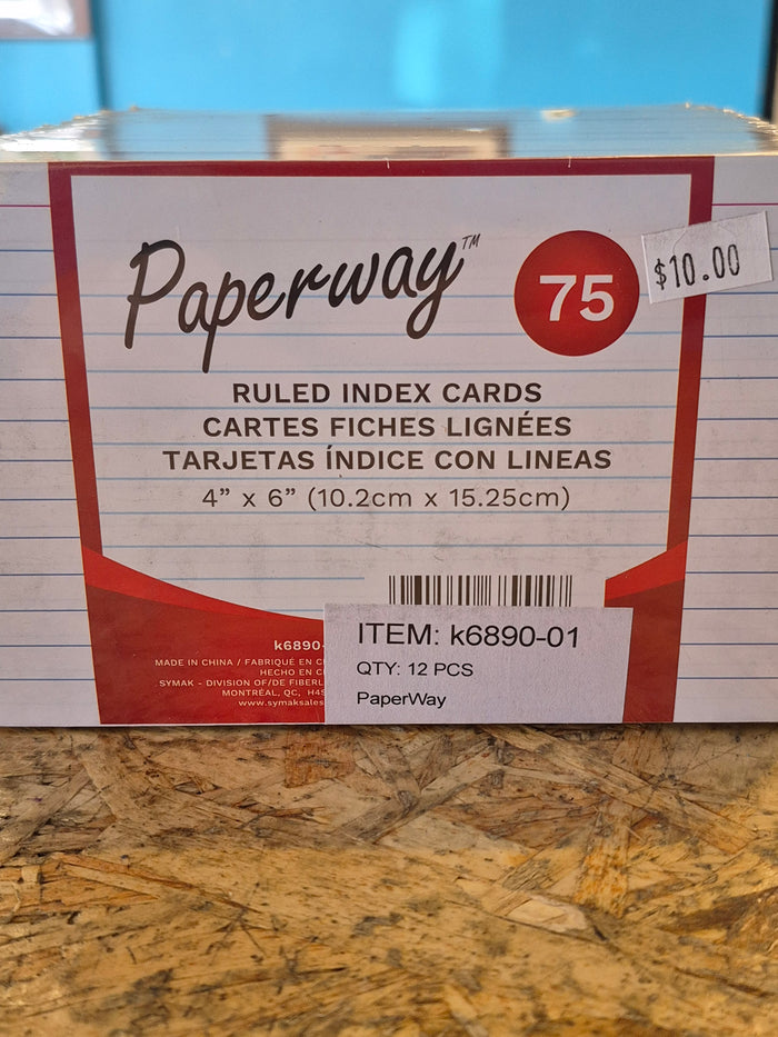 Bundle of 12 - 4" x 6" Ruled Index Cards (75pk)