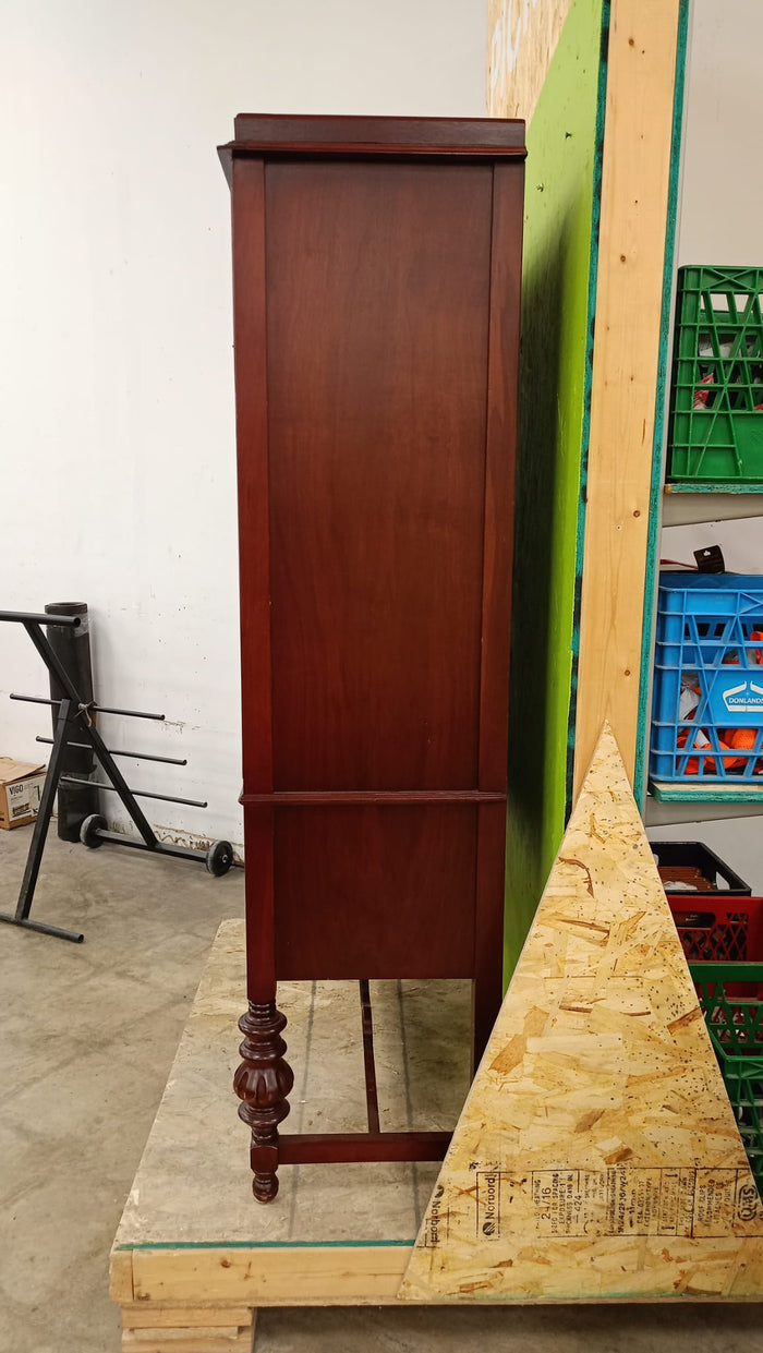 Dark Wood Glass Fronted Display Cabinet