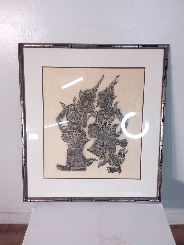 Thai Brass Or Stone Rubbing Framed Print