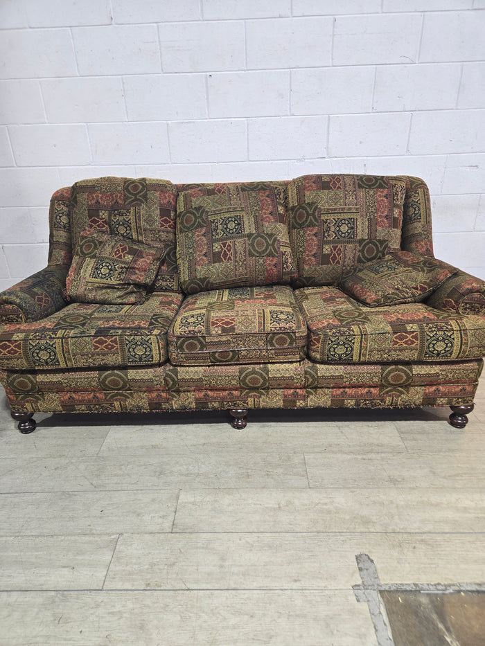 Patterned Fabric Three-Seater Sofa