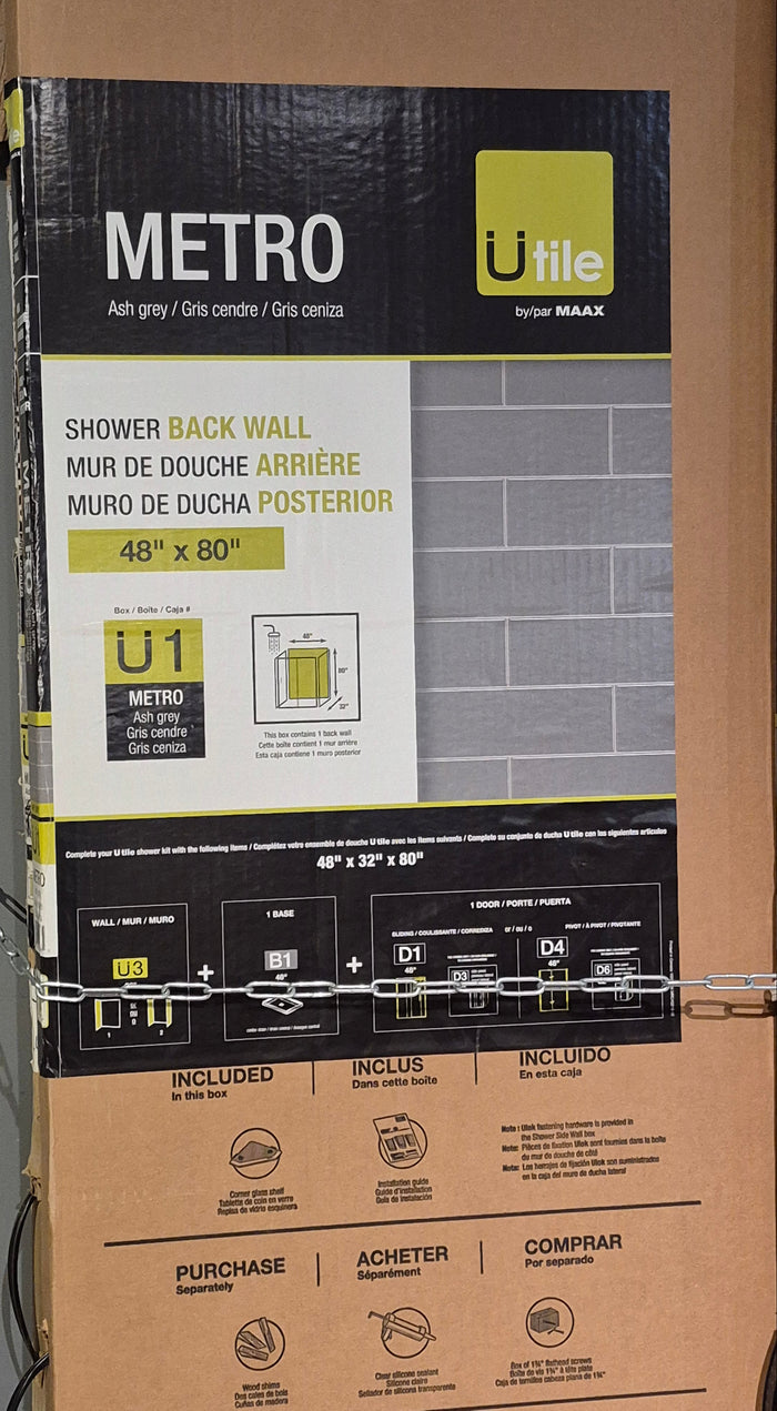 Utile 48"L x 80"H Single Back Shower Wall Panel in Metro Ash Grey