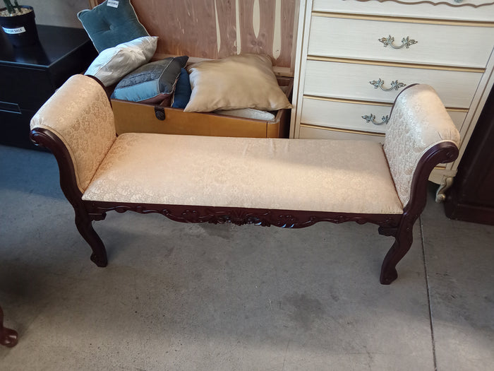 52"W Baroque Style Carved Walnut Bench