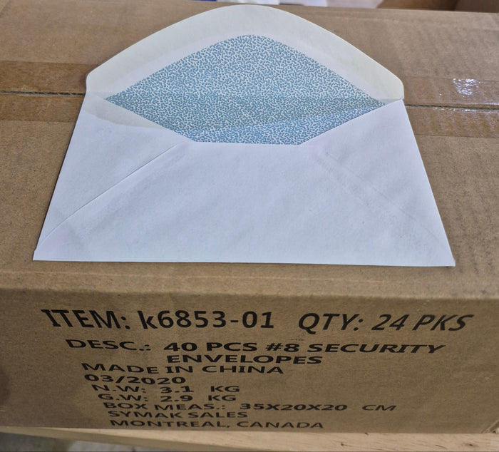 #8 White Security Envelopes Case QTY 24pks - (40per pk)