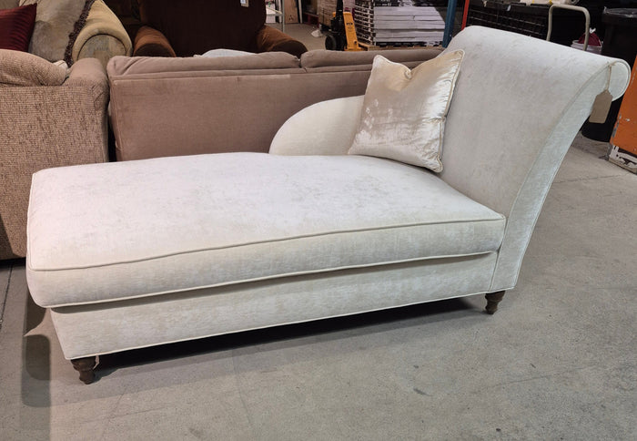 Light Cream Fabric Chaise Lounge with Pillow