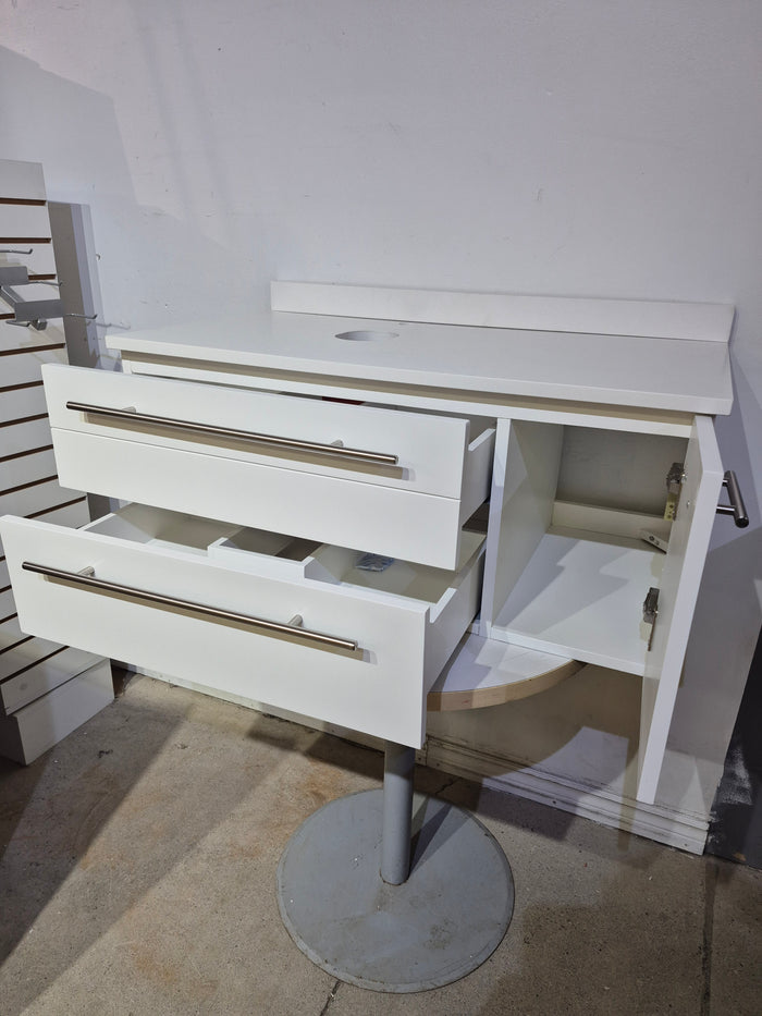 Lucera 36" White Wall Hung Vessel Sink Modern Bathroom Cabinet - White Stone Top