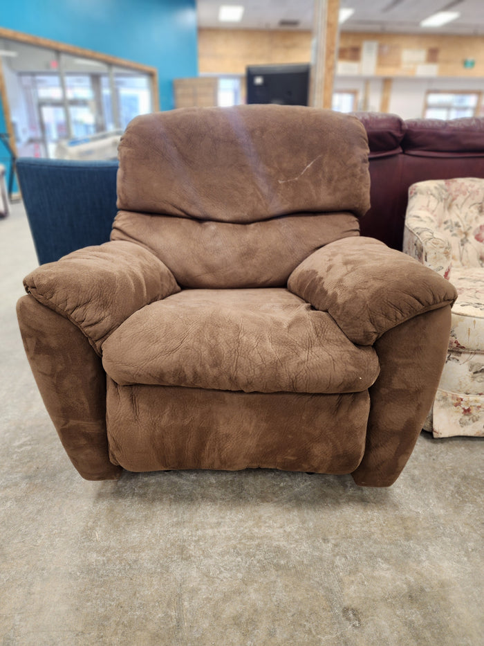 Brown Upholstered Reclining Armchair