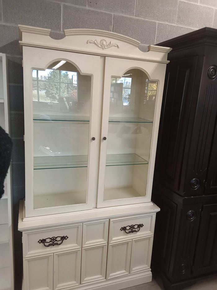 42"W 2-Piece Vintage White Buffet/Hutch