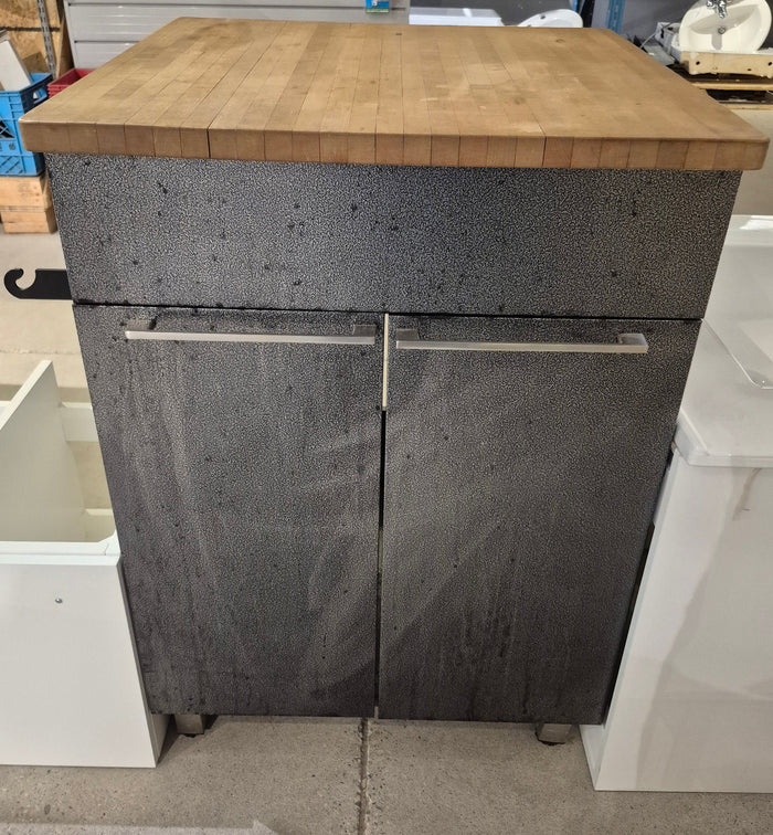 24" Metal Shop Cabinet with Butcher Block Top