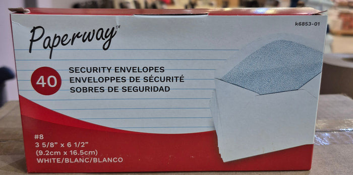 #8 White Security Envelopes Case QTY 24pks - (40per pk)