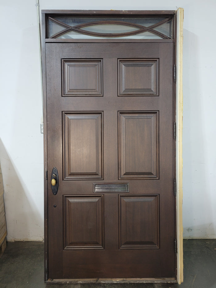 Solid Wooden Door w/ Jamb and Transom Window