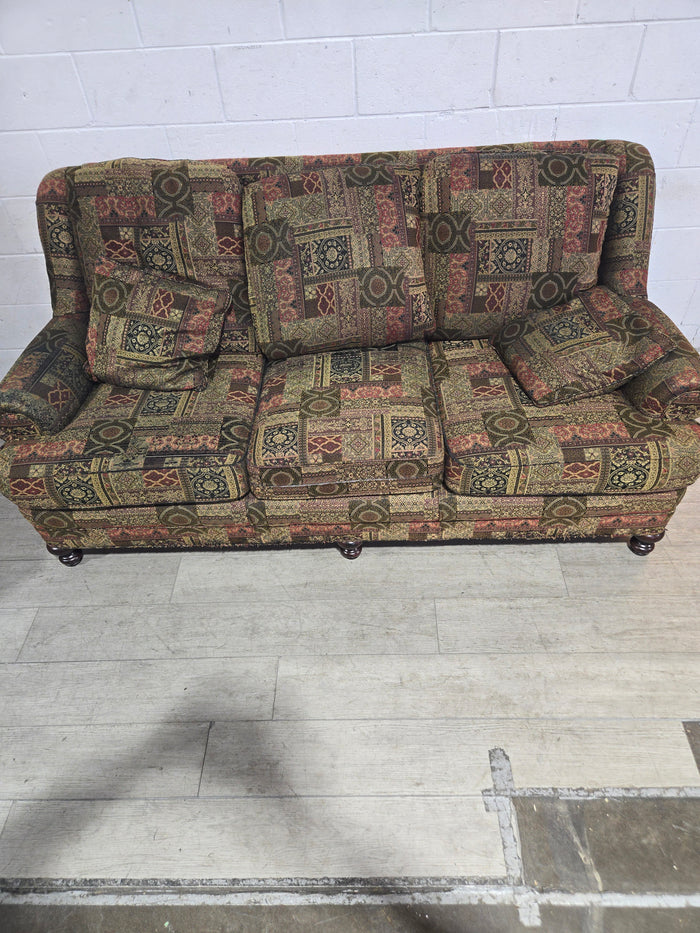 Patterned Fabric Three-Seater Sofa