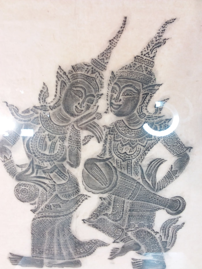 Thai Brass Or Stone Rubbing Framed Print