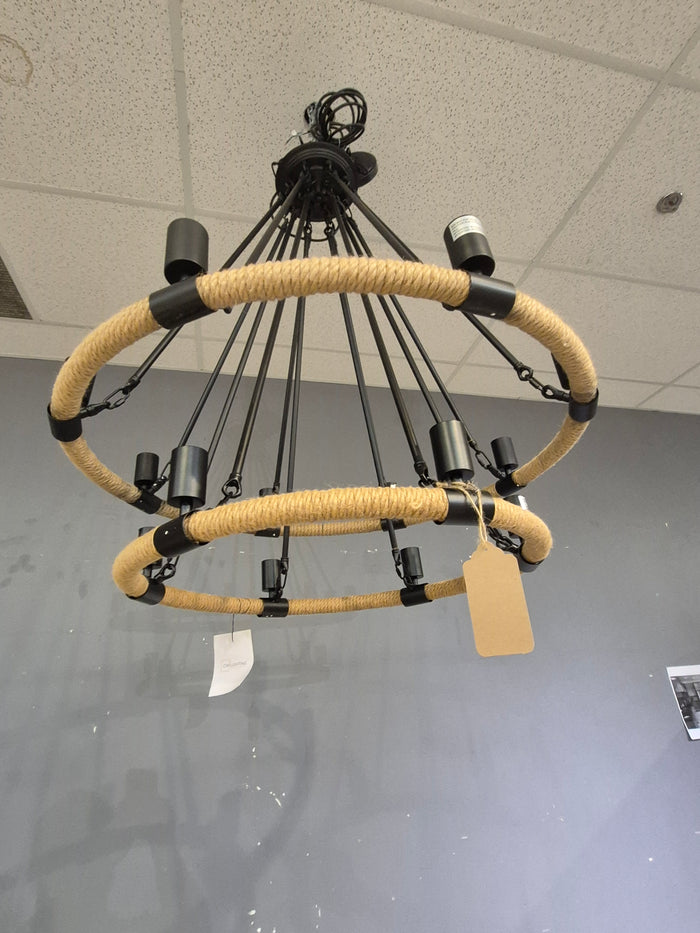 33 inch 14 Light Chandelier with Black Finish