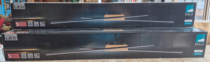 Panagria LED Pendant Light, Black Finish with Wood Accent