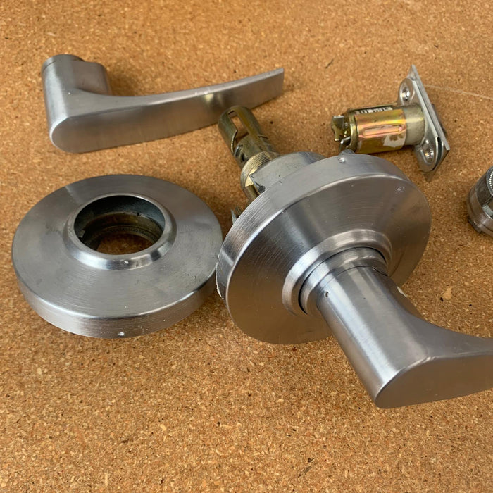 Schlage AL80PD Storeroom Lockset with Jupiter Lever in Satin Chrome