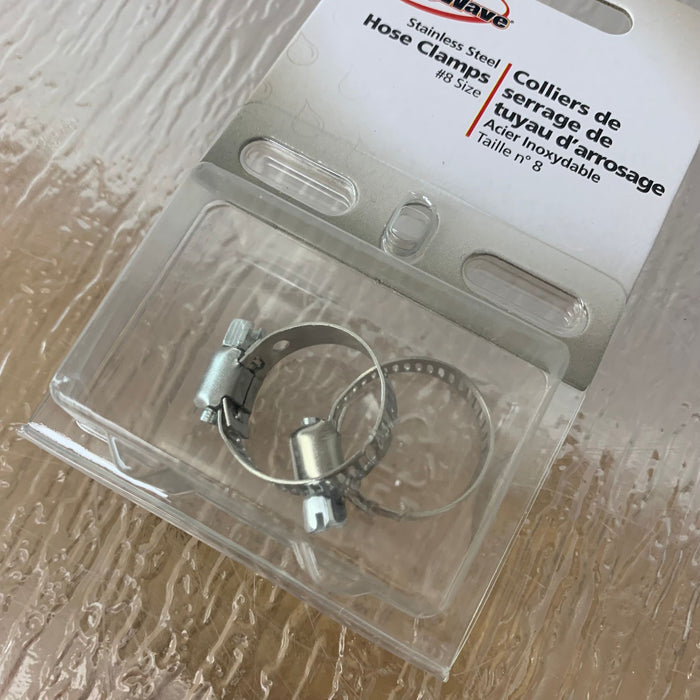 Stainless Steel Hose Clamps - Size 8 (Pack of 2)