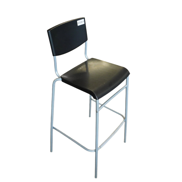 Steel Frame Barstool in Black & Grey - Seat Height 29.5-inch
