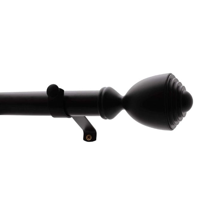 Tailor & Taylor 1‑Inch Adjustable Curtain Rod Set – Black – 36 to 72-inch