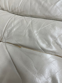 84"W Off White Leather Sofa