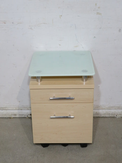 Glass Filing Cabinet on Casters