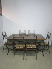 66" Metal Frame Dining Set with Six Chairs