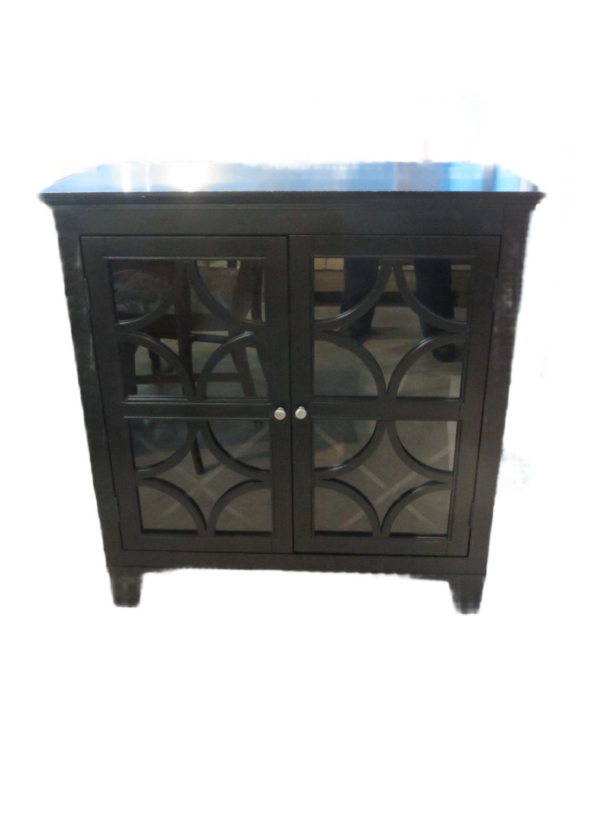 Black Sideboard Cabinet with Glass Doors