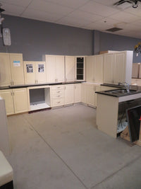 Cream Thermofoil Raised Panel Kitchen Cabinet Set