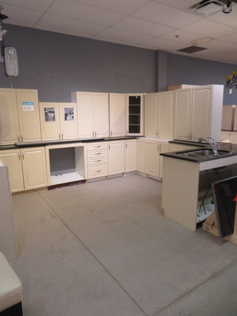 Cream Thermofoil Raised Panel Kitchen Cabinet Set